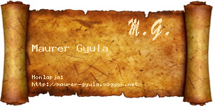 Maurer Gyula névjegykártya